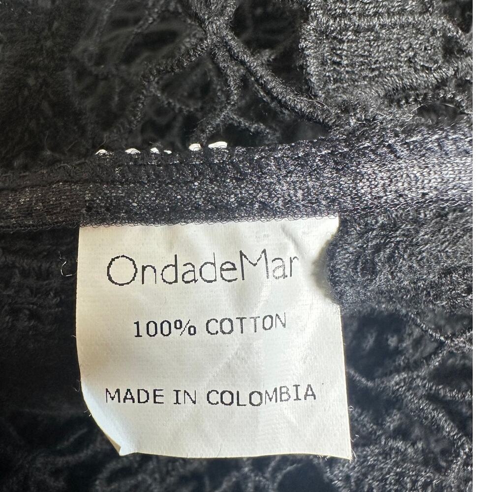 OndadeMar Black Crochet Cotton Swim Cover Up Tunic Beach Dress Large - Picture 9 of 9